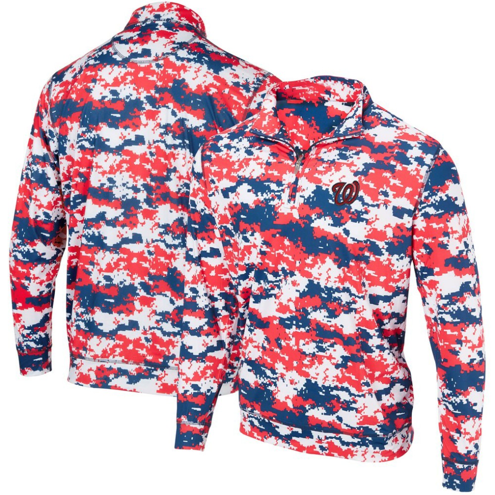 Washington Nationals Digital Camo Performance Quarter-Zip Pullover Jacket - Red Jackets