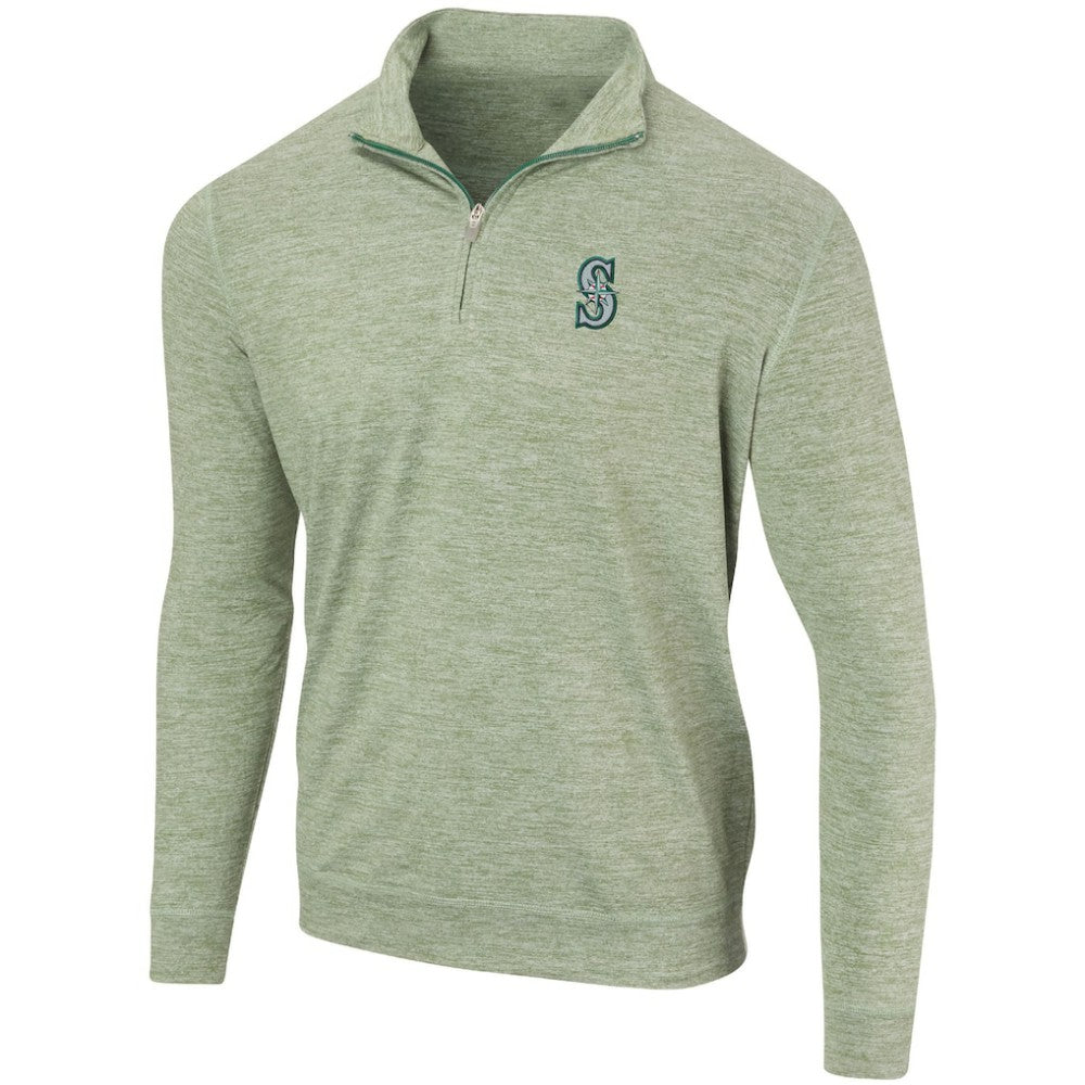 Seattle Mariners Peached Marled Yarn Quarter-Zip Pullover Jacket - Heathered Green Jackets