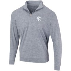 New York Yankees Peached Marled Yarn Quarter-Zip Pullover Jacket - Heathered Navy Jackets