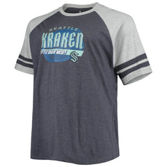 Seattle Kraken Big & Tall Raglan T-Shirt - Heathered Deep Sea Blue | US 4672923