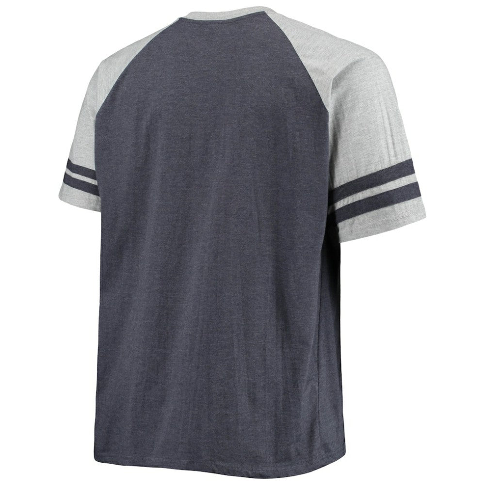 Seattle Kraken Big & Tall Raglan T-Shirt - Heathered Deep Sea Blue | US 4672923