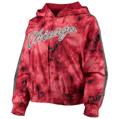 Chicago Bulls Women's Galaxy Sublimated Windbreaker Pullover Full-Zip Hoodie Red - Mitchell & Ness
