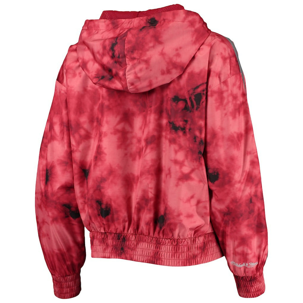 Chicago Bulls Women's Galaxy Sublimated Windbreaker Pullover Full-Zip Hoodie Red - Mitchell & Ness