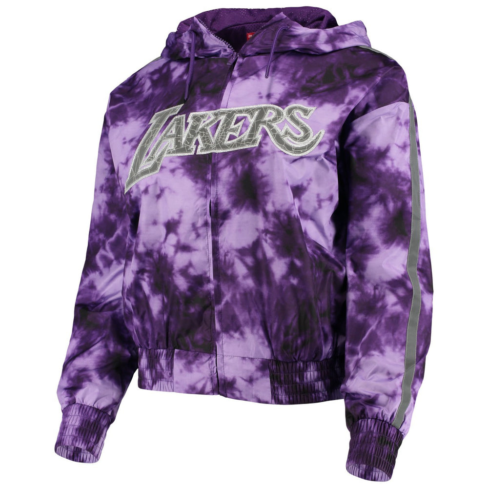 Los Angeles Lakers Women's Galaxy Sublimated Windbreaker Pullover Full-Zip Hoodie Purple - Mitchell & Ness