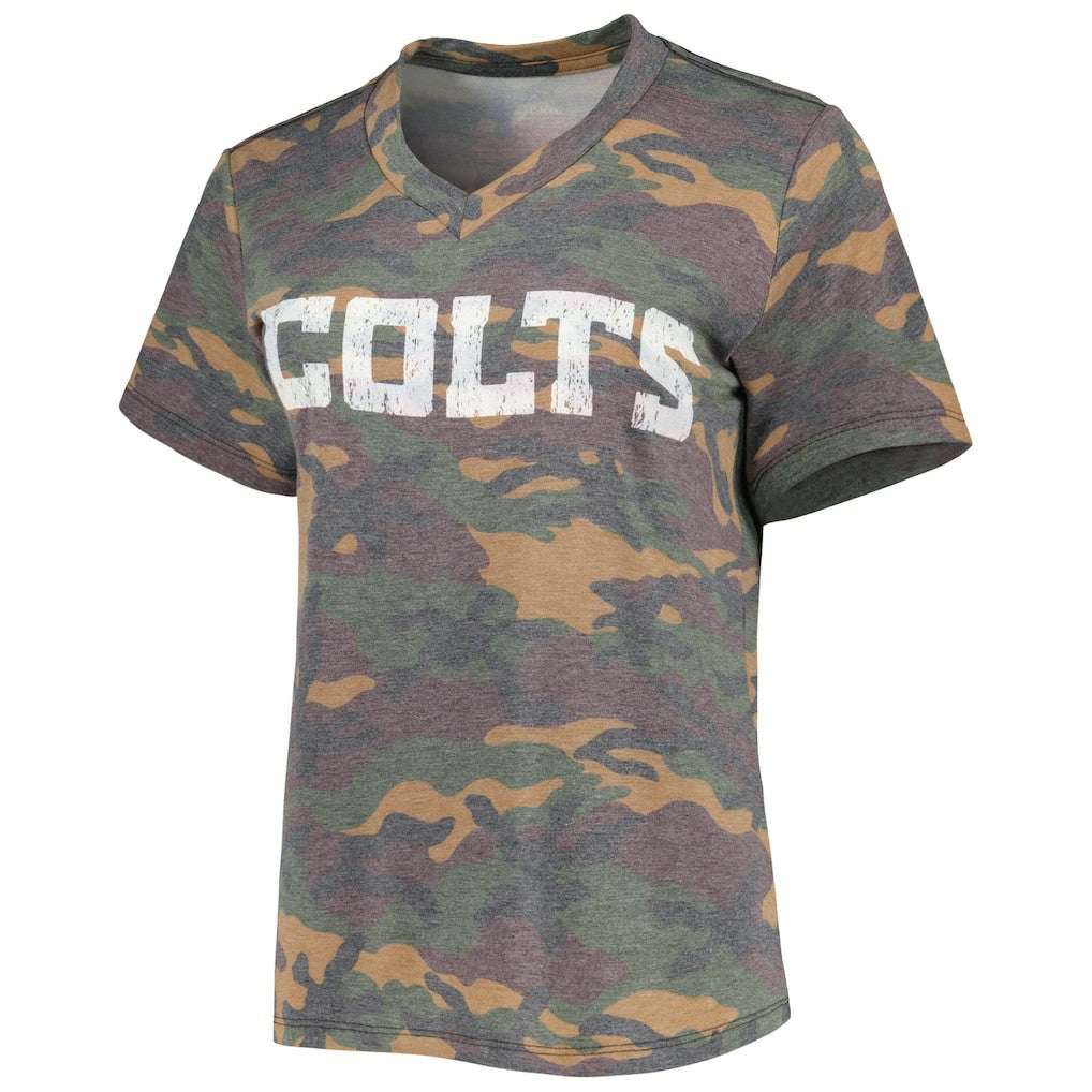 Jonathan Taylor Indianapolis Colts Majestic Threads Women's Name & Number V-Neck Tri-Blend T-Shirt - Camo T-shirts
