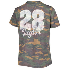 Jonathan Taylor Indianapolis Colts Majestic Threads Women's Name & Number V-Neck Tri-Blend T-Shirt - Camo T-shirts