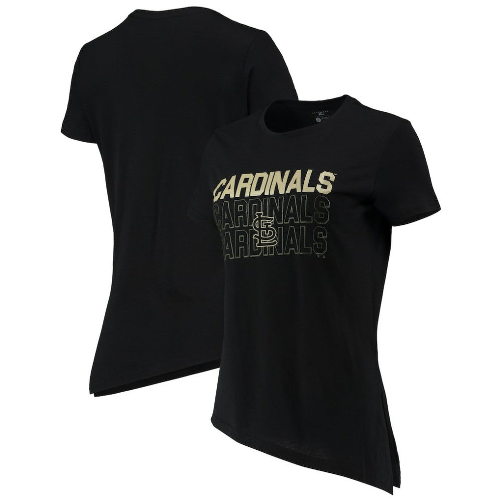 St. Louis Cardinals Levelwear Women's Birch Delta Asymmetrical T-Shirt - Black T-shirts