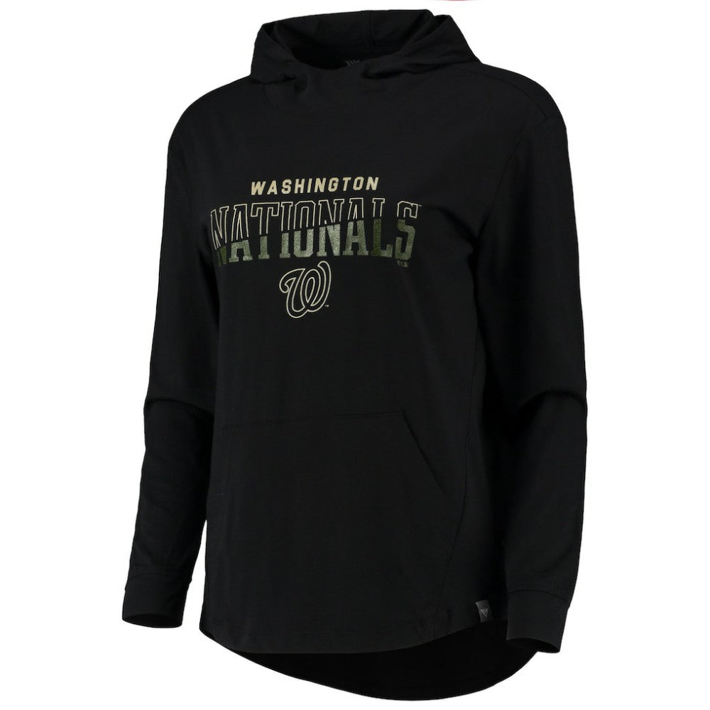 Washington Nationals Levelwear Women's Vivid Scuba Neck Pullover Hoodie - Black Hoodies