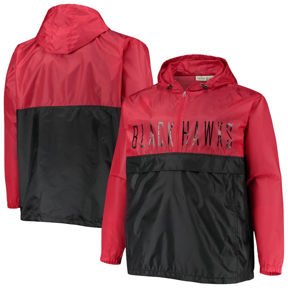 Chicago Blackhawks Big & Tall Anorak Half-Zip Pullover Hoodie - Red | US 4675556