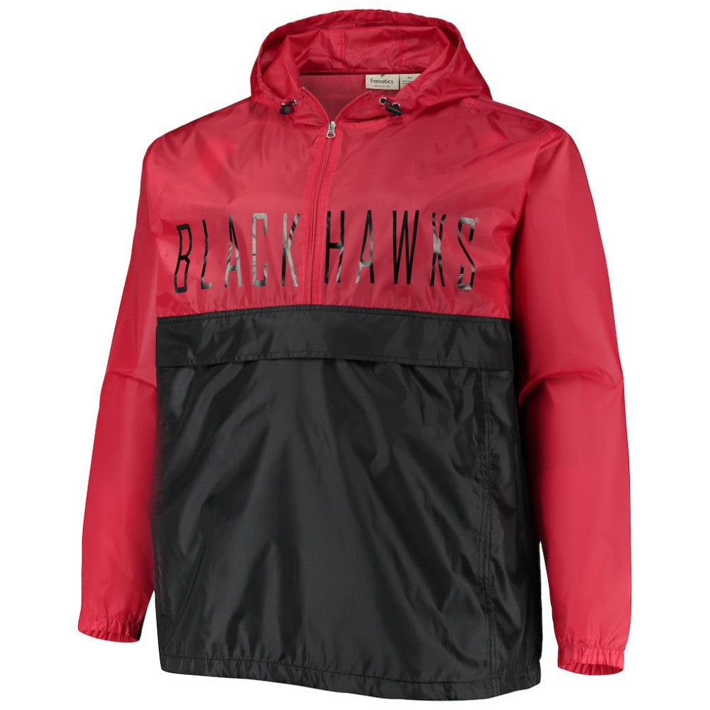 Chicago Blackhawks Big & Tall Anorak Half-Zip Pullover Hoodie - Red | US 4675556