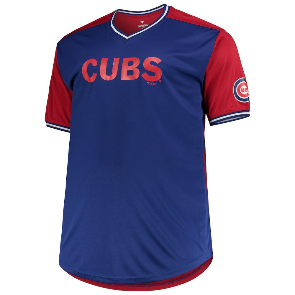 Chicago Cubs Solid V-Neck T-Shirt - Royal/Red T-shirts