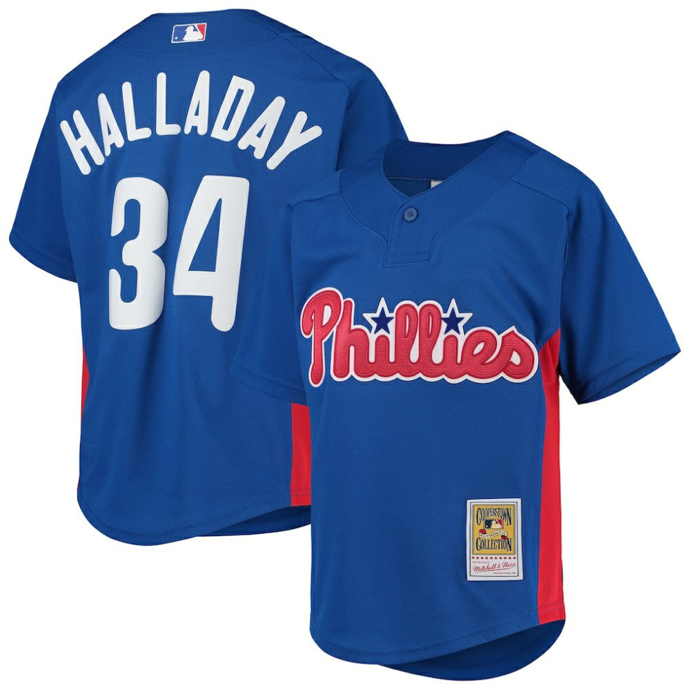 Roy Halladay Philadelphia Phillies Mitchell & Ness Youth Cooperstown Collection Mesh Batting Practice Jersey - Royal Jerseys