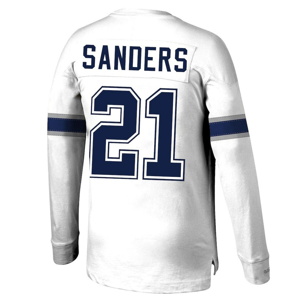 Deion Sanders Dallas Cowboys Retired Player Name & Number Long Sleeve Top - White Tops