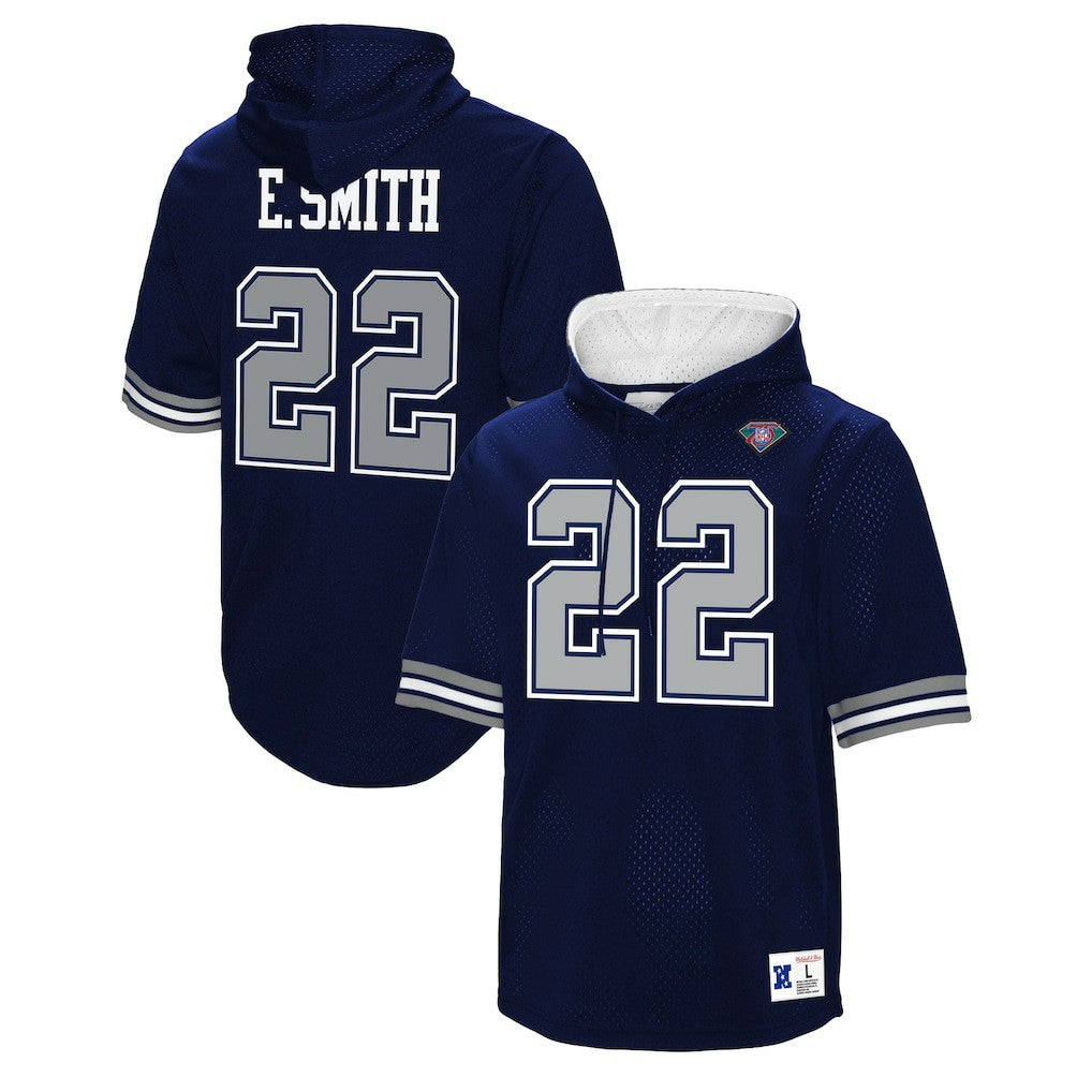 Emmitt Smith Dallas Cowboys Retired Player Mesh Name & Number Hoodie T-Shirt - Navy Hoodies