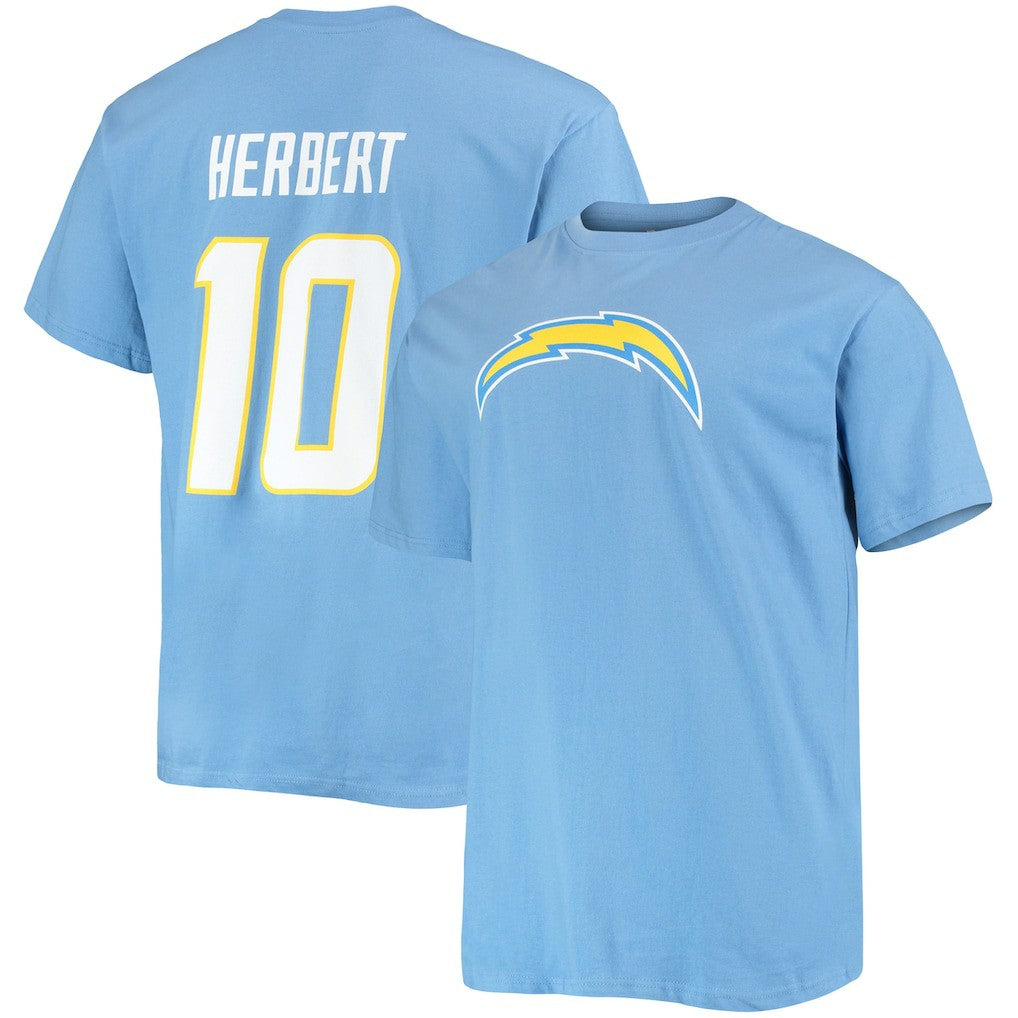 Justin Herbert Los Angeles Chargers Big & Tall Player Name & Number T-Shirt - Powder Blue T-shirts