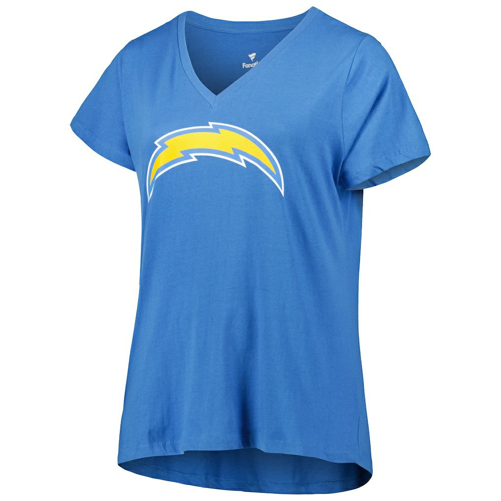 Justin Herbert Los Angeles Chargers Women's Plus Size Name & Number V-Neck T-Shirt - Powder Blue T-shirts