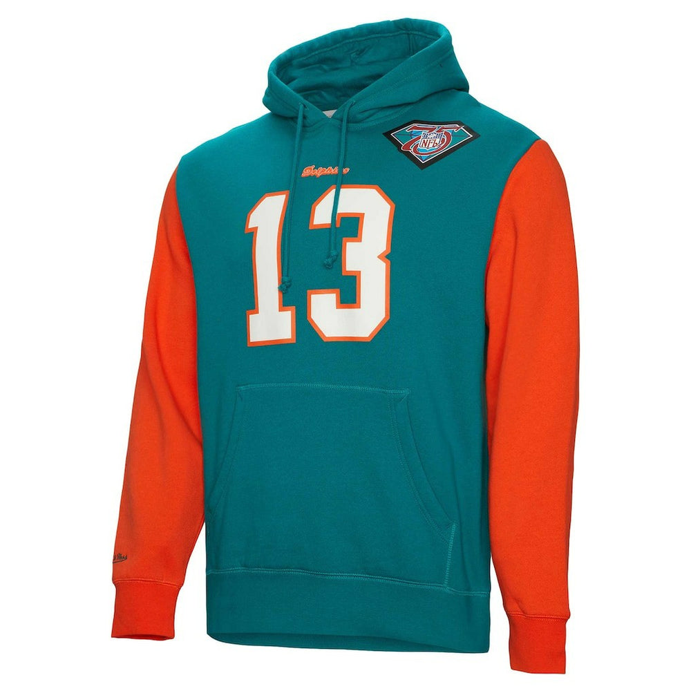 Dan Marino Miami Dolphins Retired Player Name & Number Pullover Hoodie - Aqua Hoodies