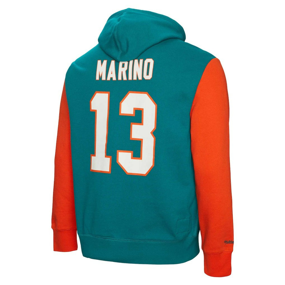 Dan Marino Miami Dolphins Retired Player Name & Number Pullover Hoodie - Aqua Hoodies