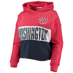 Washington Nationals '47 Women's Lizzy Cropped Pullover Hoodie - Heathered Red/Heathered Navy Hoodies