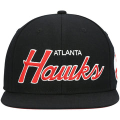 Atlanta Hawks Hardwood Classics Script 2.0 Snapback Hat Black - Mitchell & Ness