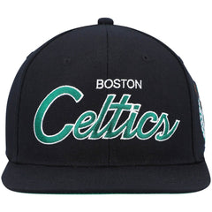 Boston Celtics Hardwood Classics Script 2.0 Snapback Hat Black - Mitchell & Ness