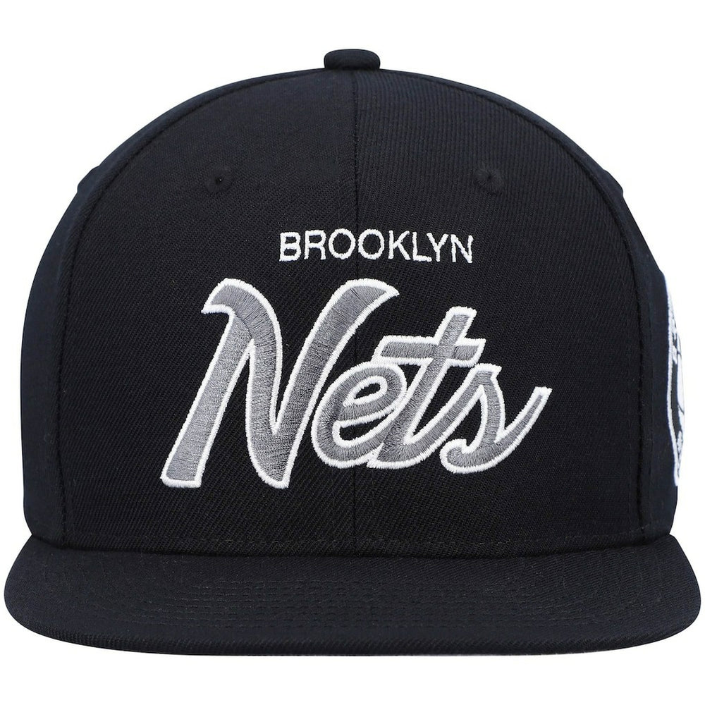 Brooklyn Nets Hardwood Classics Script 2.0 Snapback Hat Black - Mitchell & Ness
