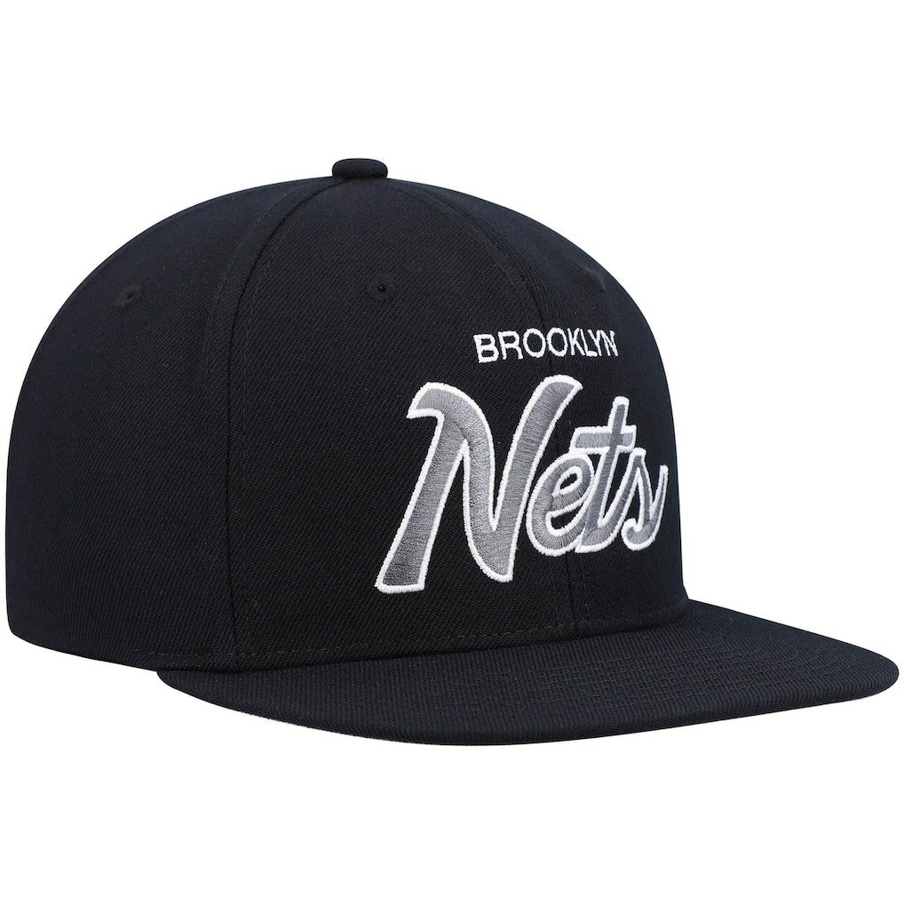Brooklyn Nets Hardwood Classics Script 2.0 Snapback Hat Black - Mitchell & Ness
