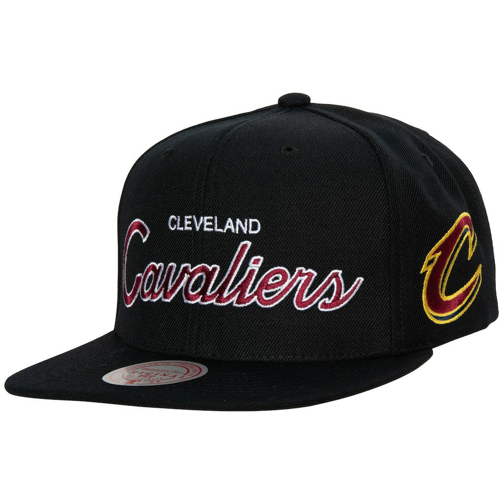Cleveland Cavaliers Hardwood Classics Script 2.0 Snapback Hat Black - Mitchell & Ness