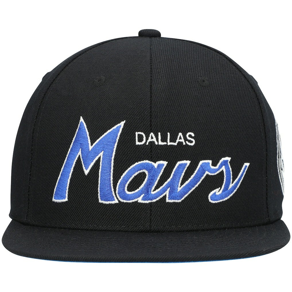 Dallas Mavericks Hardwood Classics Script 2.0 Snapback Hat Black - Mitchell & Ness
