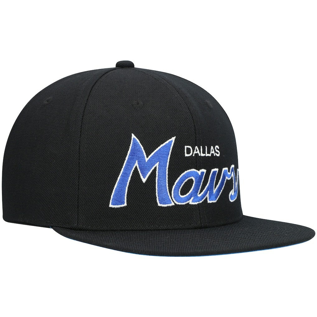 Dallas Mavericks Hardwood Classics Script 2.0 Snapback Hat Black - Mitchell & Ness