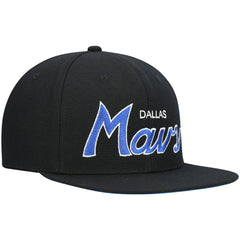 Dallas Mavericks Hardwood Classics Script 2.0 Snapback Hat Black - Mitchell & Ness