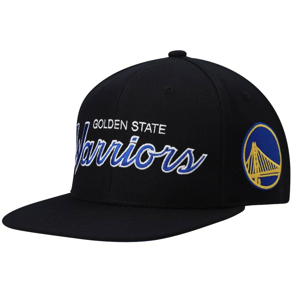 Golden State Warriors Hardwood Classics Script 2.0 Snapback Hat Black - Mitchell & Ness outlet