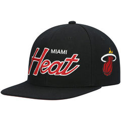 Miami Heat Hardwood Classics Script 2.0 Snapback Hat Black - Mitchell & Ness