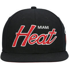 Miami Heat Hardwood Classics Script 2.0 Snapback Hat Black - Mitchell & Ness