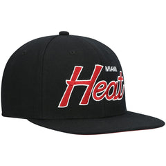 Miami Heat Hardwood Classics Script 2.0 Snapback Hat Black - Mitchell & Ness