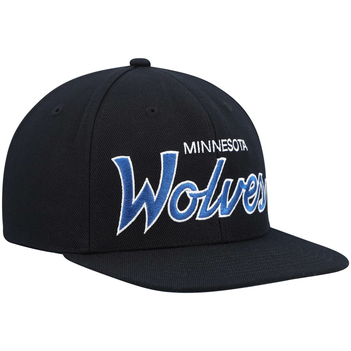 Minnesota Timberwolves Hardwood Classics Script 2.0 Snapback Hat Black - Mitchell & Ness