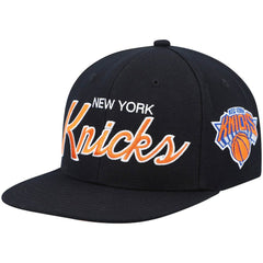 New York Knicks Hardwood Classics Script 2.0 Snapback Hat Black - Mitchell & Ness
