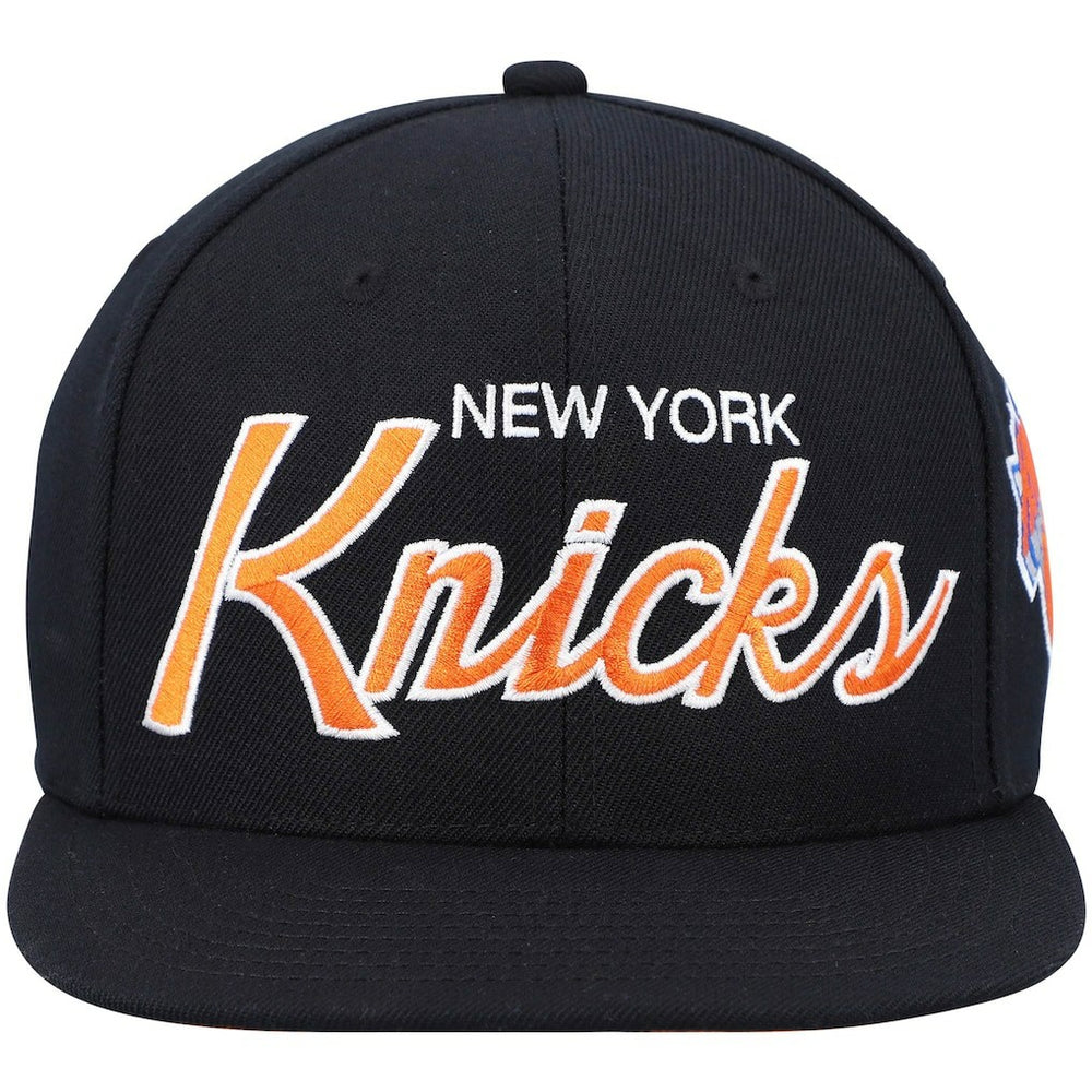 New York Knicks Hardwood Classics Script 2.0 Snapback Hat Black - Mitchell & Ness