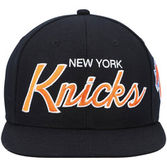 New York Knicks Hardwood Classics Script 2.0 Snapback Hat Black - Mitchell & Ness