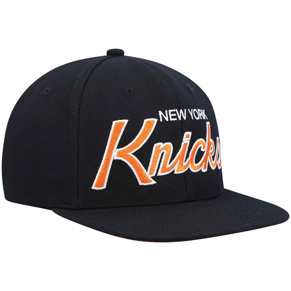 New York Knicks Hardwood Classics Script 2.0 Snapback Hat Black - Mitchell & Ness