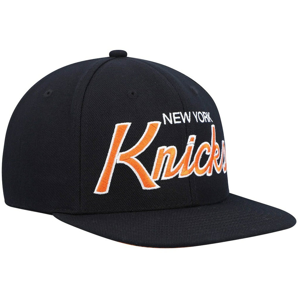 New York Knicks Hardwood Classics Script 2.0 Snapback Hat Black - Mitchell & Ness