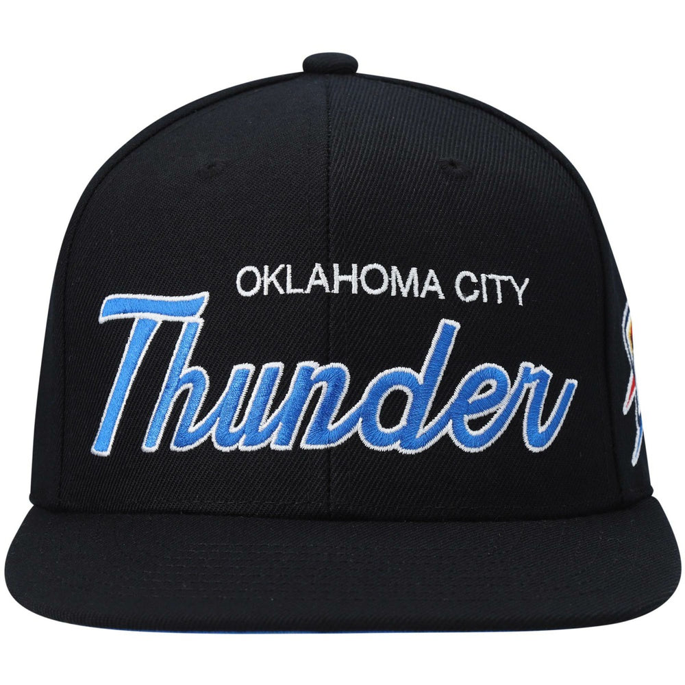 Oklahoma City Thunder Hardwood Classics Script 2.0 Snapback Hat Black - Mitchell & Ness