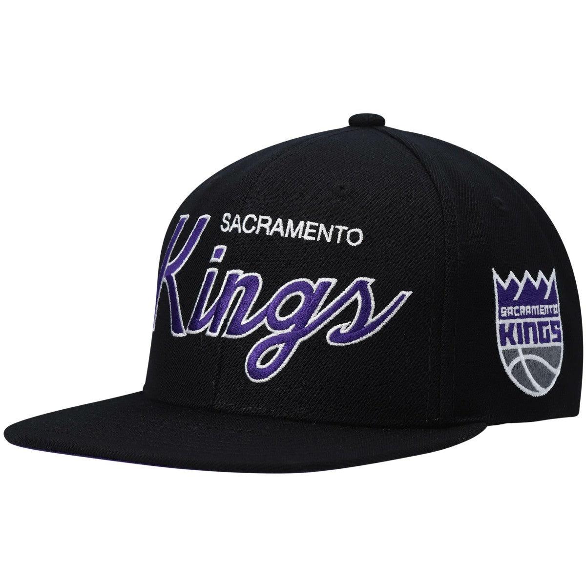 Sacramento Kings Hardwood Classics Script 2.0 Snapback Hat Black - Mitchell & Ness outlet