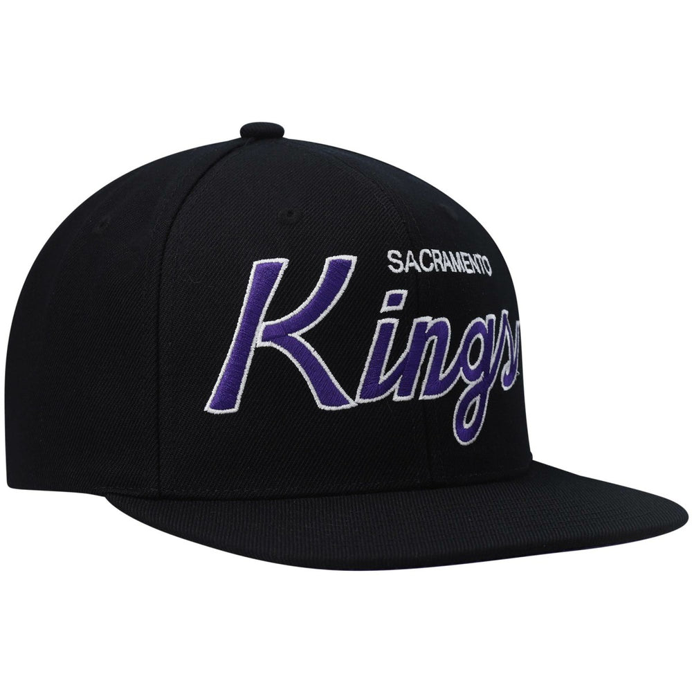 Sacramento Kings Hardwood Classics Script 2.0 Snapback Hat Black - Mitchell & Ness outlet