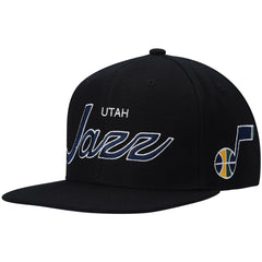 Utah Jazz Hardwood Classics Script 2.0 Snapback Hat Black - Mitchell & Ness