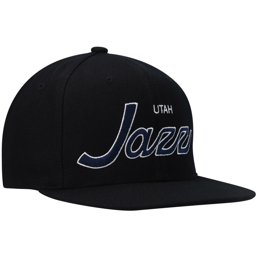 Utah Jazz Hardwood Classics Script 2.0 Snapback Hat Black - Mitchell & Ness