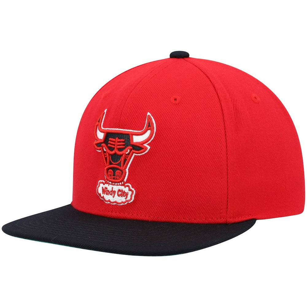 Chicago Bulls Hardwood Classics Team Two-Tone 2.0 Snapback Hat Red/Black - Mitchell & Ness