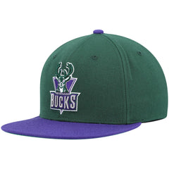 Milwaukee Bucks Hardwood Classics Team Two-Tone 2.0 Snapback Hat Green/Purple - Mitchell & Ness