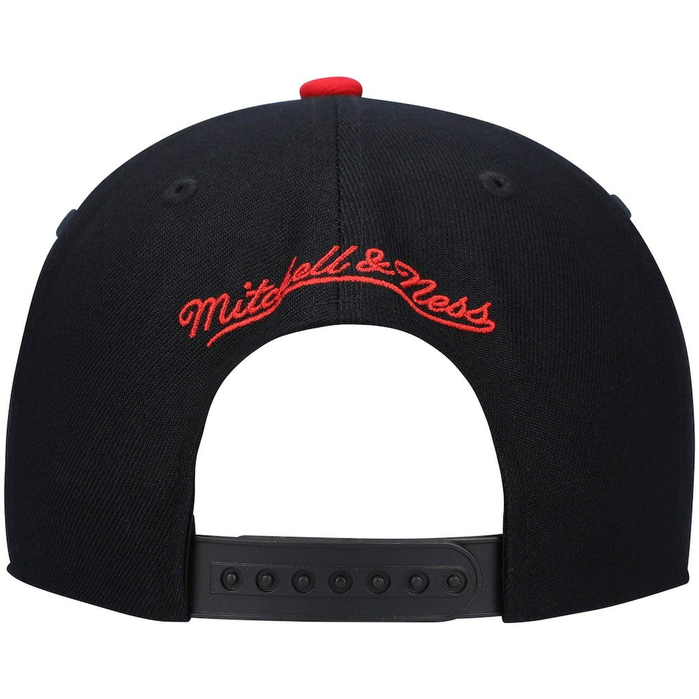 Philadelphia 76ers Hardwood Classics Team Two-Tone 2.0 Snapback Hat Black/Red - Mitchell & Ness