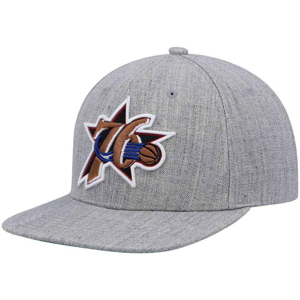 Philadelphia 76ers Hardwood Classics Team 2.0 Snapback Hat Heathered Gray - Mitchell & Ness
